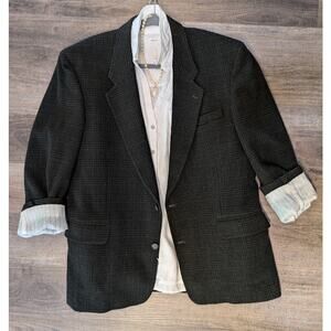 Vintage Christian Aujard Wool Blazer green and black plaid